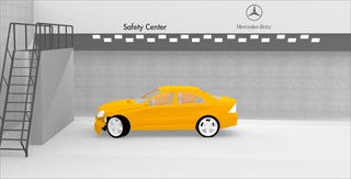 Rendering  Crashhalle  Mercedes Benz 